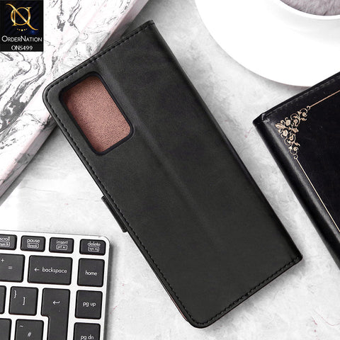 Realme 9i Cover - Black - Premium PU Leather Magnetic Flip Book Card Slots Wallet Soft Case
