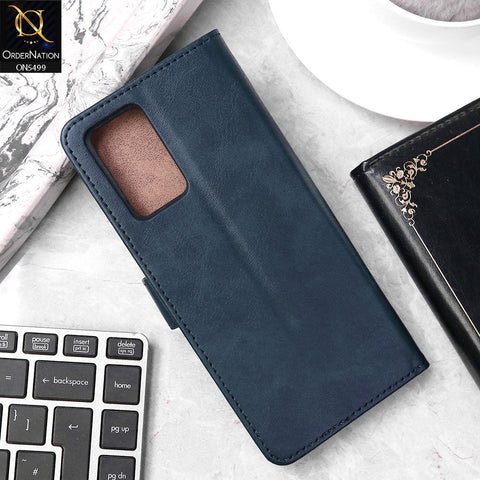 Oppo A76 Cover - Blue - Premium PU Leather Magnetic Flip Book Card Slots Wallet Soft Case