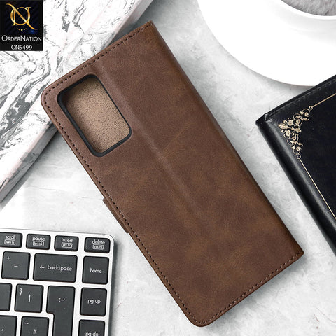 Realme 9i Cover - Dark Brown - Premium PU Leather Magnetic Flip Book Card Slots Wallet Soft Case