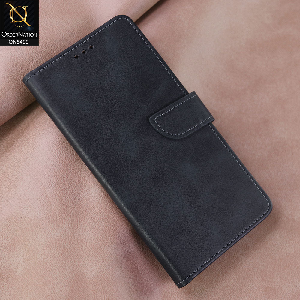 Infinix Hot 60i 4G Cover - Blue -  Premium PU Leather Magnetic Flip Book Card Slots Wallet Soft Case