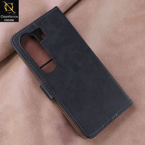 Tecno Camon 40 Cover - Blue -  Premium PU Leather Magnetic Flip Book Card Slots Wallet Soft Case