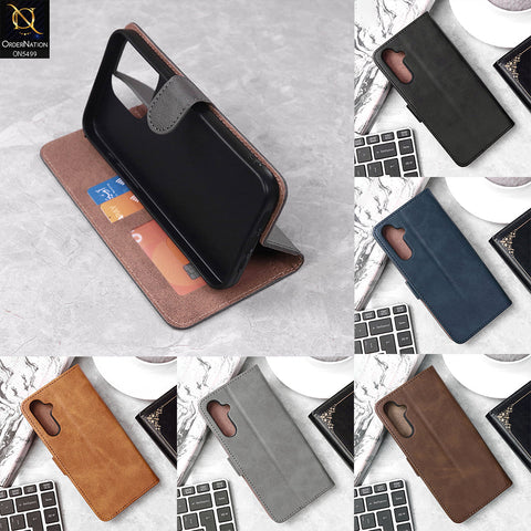Vivo Y20i Cover - Black - Premium PU Leather Magnetic Flip Book Card Slots Wallet Soft Case