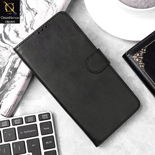 Realme C53 Cover - Black - Premium PU Leather Magnetic Flip Book Card Slots Wallet Soft Case