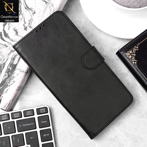 Vivo Y03 Cover - Black - Premium PU Leather Magnetic Flip Book Card Slots Wallet Soft Case