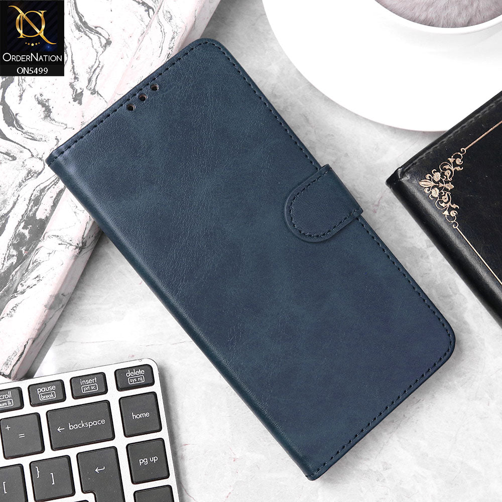 Vivo Y33s Cover - Blue - Premium PU Leather Magnetic Flip Book Card Slots Wallet Soft Case