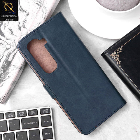 Infinix Hot 50 Pro Cover - Blue - Premium PU Leather Magnetic Flip Book Card Slots Wallet Soft Case