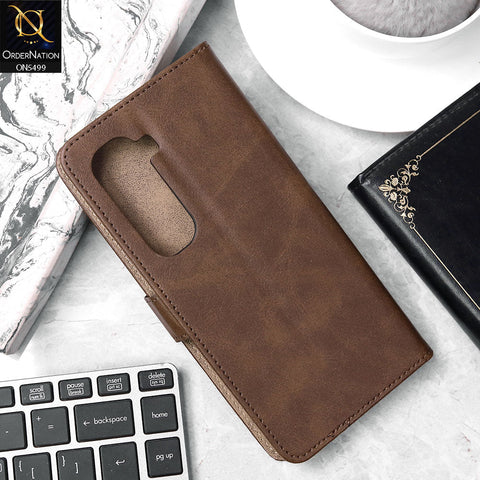 Infinix Hot 50 Pro Cover - Dark Brown - Premium PU Leather Magnetic Flip Book Card Slots Wallet Soft Case