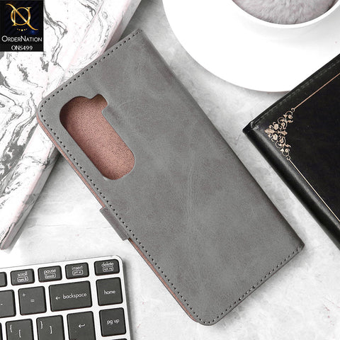 Infinix Hot 50 Pro Cover - Gray - Premium PU Leather Magnetic Flip Book Card Slots Wallet Soft Case
