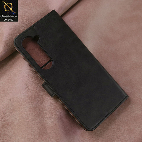 Infinix Hot 60 Pro Cover - Black -  Premium PU Leather Magnetic Flip Book Card Slots Wallet Soft Case