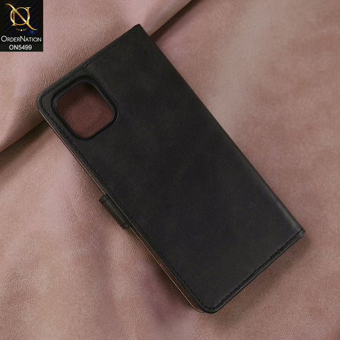 iPhone 11 Pro Max Cover - Black -  Premium PU Leather Magnetic Flip Book Card Slots Wallet Soft Case