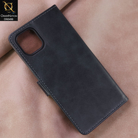 iPhone 11 Pro Max Cover - Blue -  Premium PU Leather Magnetic Flip Book Card Slots Wallet Soft Case