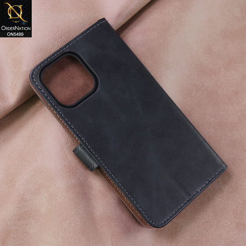 iPhone 13 Pro Max Cover - Blue -  Premium PU Leather Magnetic Flip Book Card Slots Wallet Soft Case