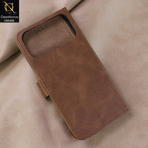 iPhone 17 Pro Max Cover - Dark Brown -  Premium PU Leather Magnetic Flip Book Card Slots Wallet Soft Case