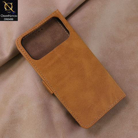 iPhone 17 Pro Max Cover - Light Brown -  Premium PU Leather Magnetic Flip Book Card Slots Wallet Soft Case