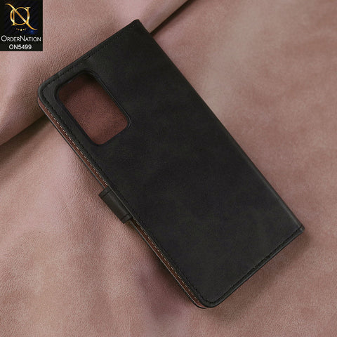Oppo A54 4G Cover - Black -  Premium PU Leather Magnetic Flip Book Card Slots Wallet Soft Case