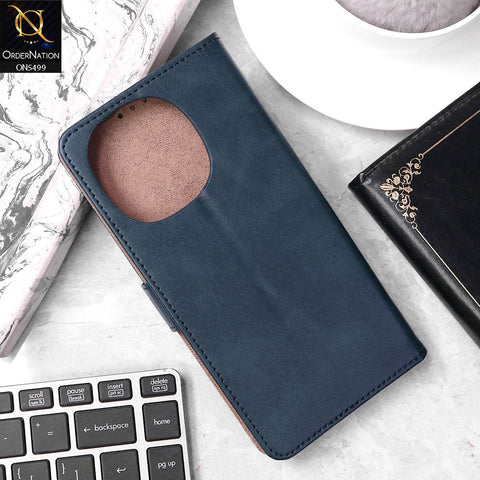 Tecno Spark Go 1 Cover - Blue - Premium PU Leather Magnetic Flip Book Card Slots Wallet Soft Case