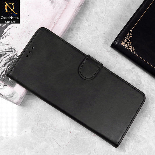 Realme 6i Cover - Black - Premium PU Leather Magnetic Flip Book Card Slots Wallet Soft Case