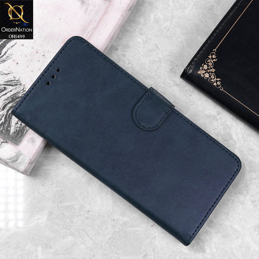 Realme 5s Cover - Blue - Premium PU Leather Magnetic Flip Book Card Slots Wallet Soft Case