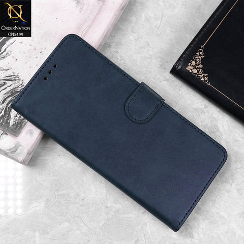 Realme 5s Cover - Blue - Premium PU Leather Magnetic Flip Book Card Slots Wallet Soft Case