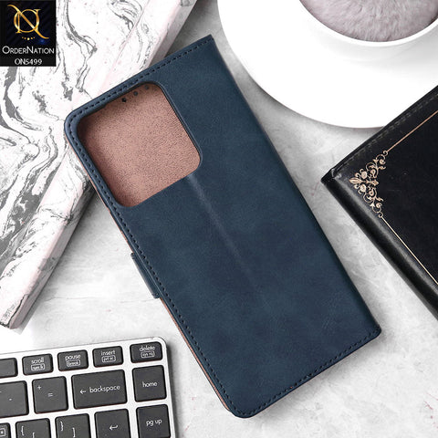Realme Narzo N61 Cover - Blue - Premium PU Leather Magnetic Flip Book Card Slots Wallet Soft Case