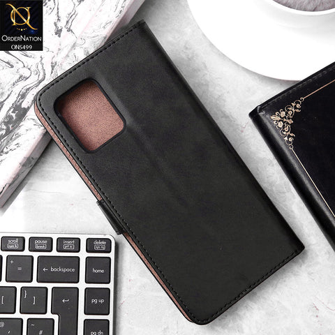 Realme Note 50 Cover - Black - Premium PU Leather Magnetic Flip Book Card Slots Wallet Soft Case