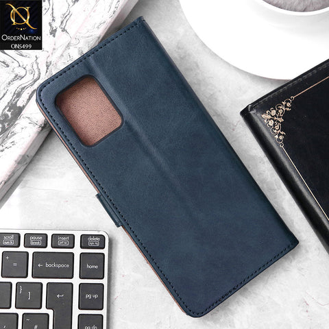 Realme Narzo N53 Cover - Blue - Premium PU Leather Magnetic Flip Book Card Slots Wallet Soft Case
