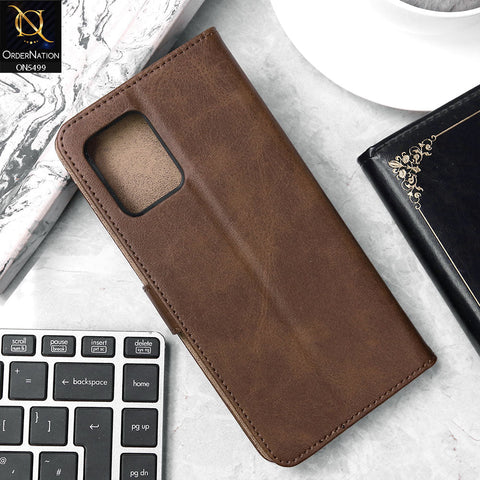 Realme C53 Cover - Dark Brown - Premium PU Leather Magnetic Flip Book Card Slots Wallet Soft Case