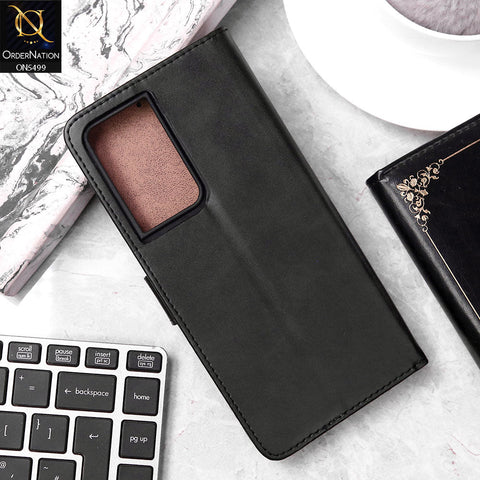 Samsung Galaxy S21 Ultra Cover - Black - Premium PU Leather Magnetic Flip Book Card Slots Wallet Soft Case