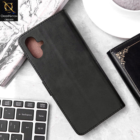 Samsung Galaxy A06 Cover - Black - Premium PU Leather Magnetic Flip Book Card Slots Wallet Soft Case