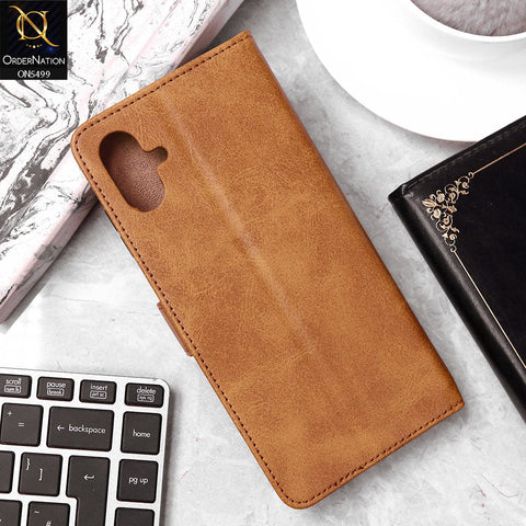 Samsung Galaxy A06 Cover - Light Brown - Premium PU Leather Magnetic Flip Book Card Slots Wallet Soft Case