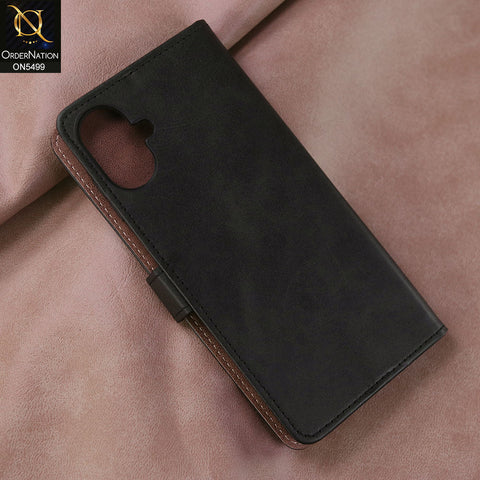 Samsung Galaxy F07 Cover - Black -  Premium PU Leather Magnetic Flip Book Card Slots Wallet Soft Case