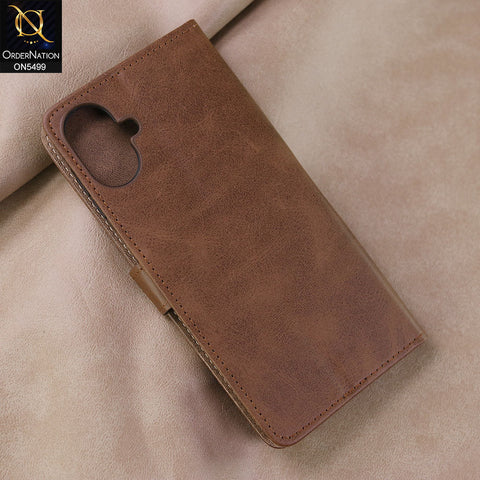 Samsung Galaxy M07 Cover - Dark Brown -  Premium PU Leather Magnetic Flip Book Card Slots Wallet Soft Case
