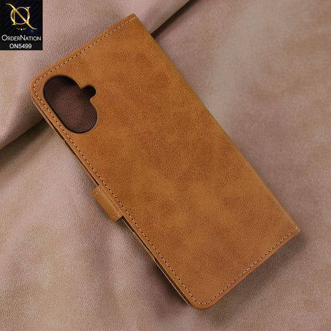 Samsung Galaxy M07 Cover - Light Brown -  Premium PU Leather Magnetic Flip Book Card Slots Wallet Soft Case