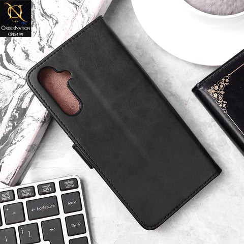 Samsung Galaxy A16 Cover - Black - Premium PU Leather Magnetic Flip Book Card Slots Wallet Soft Case