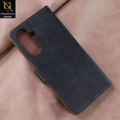 Samsung Galaxy M17 Cover - Blue -  Premium PU Leather Magnetic Flip Book Card Slots Wallet Soft Case