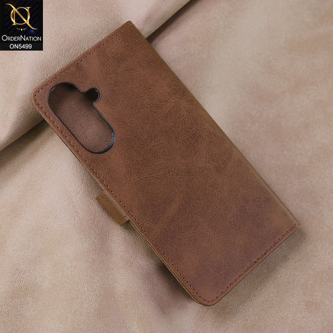 Samsung Galaxy A17 Cover - Dark Brown -  Premium PU Leather Magnetic Flip Book Card Slots Wallet Soft Case