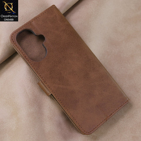 Infinix Smart 10 Cover - Dark Brown -  Premium PU Leather Magnetic Flip Book Card Slots Wallet Soft Case