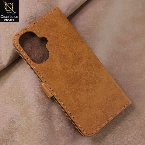Infinix Smart 10 Cover - Light Brown -  Premium PU Leather Magnetic Flip Book Card Slots Wallet Soft Case