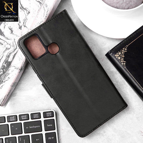 Infinix Smart 5 Cover - Black - Premium PU Leather Magnetic Flip Book Card Slots Wallet Soft Case