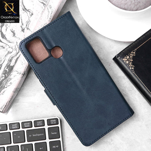 Infinix Smart 5 Cover - Blue - Premium PU Leather Magnetic Flip Book Card Slots Wallet Soft Case