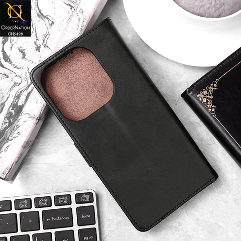 Infinix Smart 8 Cover - Black - Premium PU Leather Magnetic Flip Book Card Slots Wallet Soft Case