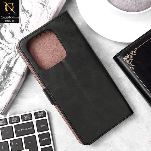 Infinix Smart 9 Cover - Black - Premium PU Leather Magnetic Flip Book Card Slots Wallet Soft Case