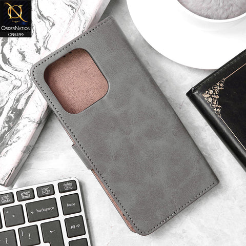 Infinix Smart 9 Cover - Gray - Premium PU Leather Magnetic Flip Book Card Slots Wallet Soft Case