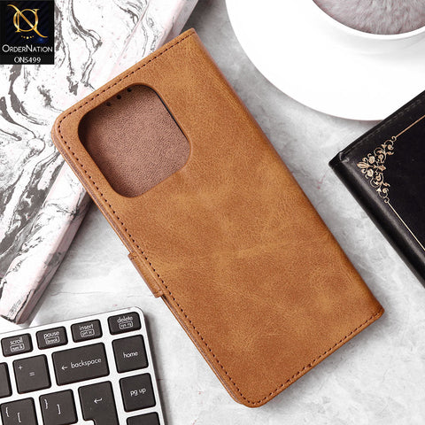 Infinix Hot 50i Cover - Light Brown - Premium PU Leather Magnetic Flip Book Card Slots Wallet Soft Case