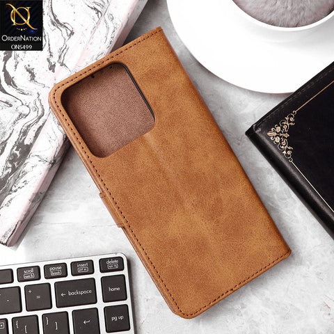 Infinix Smart 7 HD Cover - Light Brown - Premium PU Leather Magnetic Flip Book Card Slots Wallet Soft Case