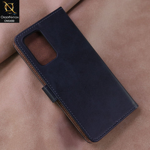 Vivo V23e Cover - Blue -  Premium PU Leather Magnetic Flip Book Card Slots Wallet Soft Case