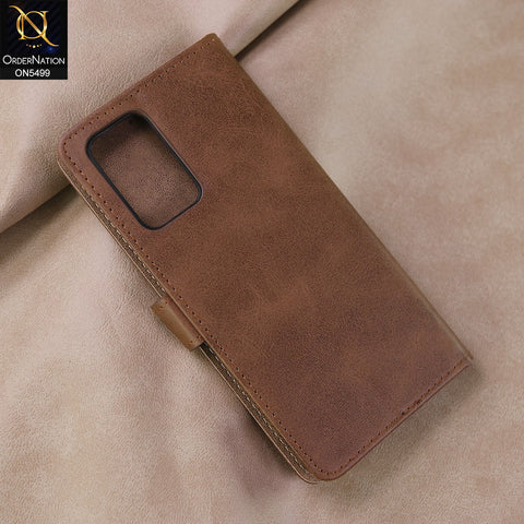 Vivo V23e 5G Cover - Dark Brown -  Premium PU Leather Magnetic Flip Book Card Slots Wallet Soft Case