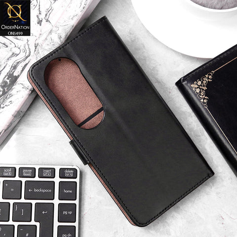 Vivo V40 Pro Cover - Black - Premium PU Leather Magnetic Flip Book Card Slots Wallet Soft Case