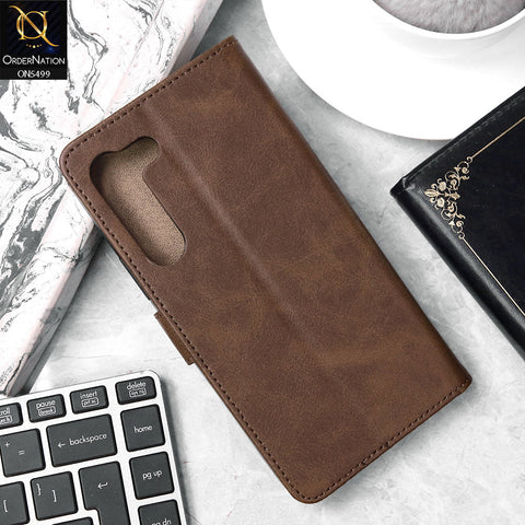 Vivo V30 Lite 4G Cover - Dark Brown - Premium PU Leather Magnetic Flip Book Card Slots Wallet Soft Case