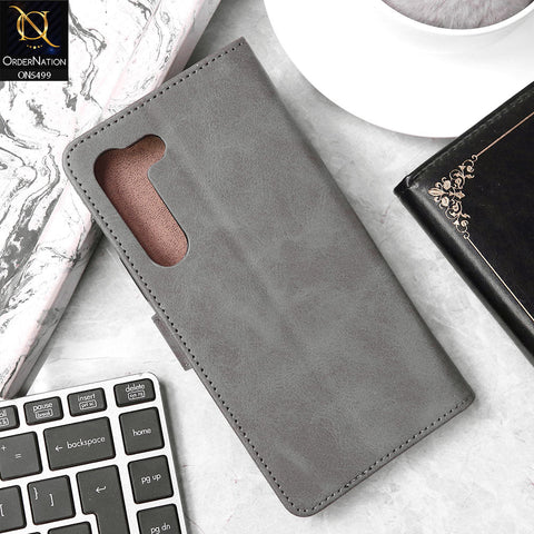 Vivo Y100 4G Cover - Gray - Premium PU Leather Magnetic Flip Book Card Slots Wallet Soft Case